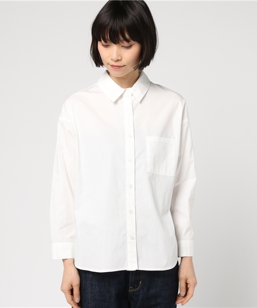 N.（N. Natural Beauty Basic）（エヌエヌナチュラルビューティーベーシック）の「コットンBIGシャツ（シャツ/ブラウス・レディース・ホワイト/ホワイト系その他/ダークネイビー・MEDIUM）」の13枚目の写真