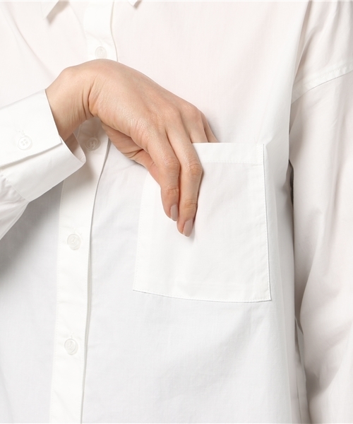 N.（N. Natural Beauty Basic）（エヌエヌナチュラルビューティーベーシック）の「コットンBIGシャツ（シャツ/ブラウス・レディース・ホワイト/ホワイト系その他/ダークネイビー・MEDIUM）」の9枚目の写真