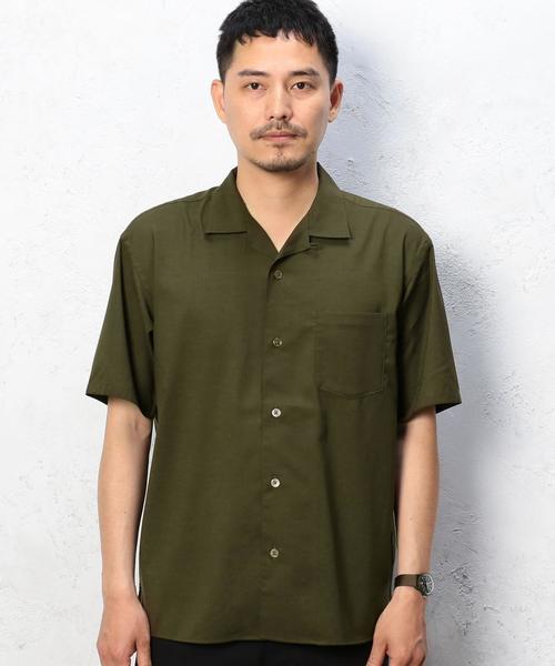 green label relaxing（グリーンレーベルリラクシング）の「[ウォッシャブル] KC WSBL/TRO オープンカラー S/S シャツ ◆（シャツ/ブラウス・メンズ・ブラック/オリーブ・SMALL/MEDIUM/LARGE）」の4枚目の写真