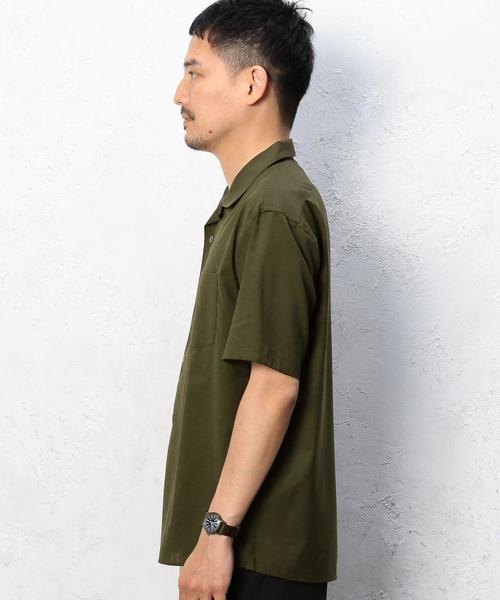 green label relaxing（グリーンレーベルリラクシング）の「[ウォッシャブル] KC WSBL/TRO オープンカラー S/S シャツ ◆（シャツ/ブラウス・メンズ・ブラック/オリーブ・SMALL/MEDIUM/LARGE）」の5枚目の写真