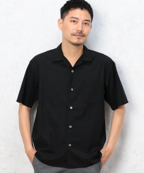green label relaxing（グリーンレーベルリラクシング）の「[ウォッシャブル] KC WSBL/TRO オープンカラー S/S シャツ ◆（シャツ/ブラウス・メンズ・ブラック/オリーブ・SMALL/MEDIUM/LARGE）」の9枚目の写真