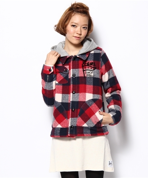 X-girl(エックスガール)の「CPO JACKET(その他アウター・レディース・レッド/ネイビー・1/2)」の2枚目の写真