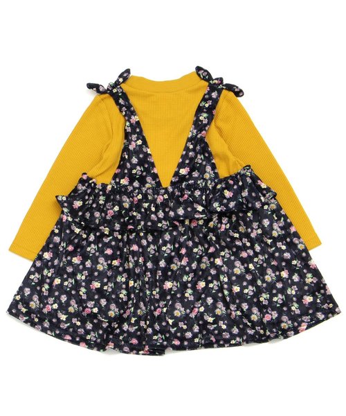 apres les cours(アプレレクール)の「花柄ベロアワンピース(ワンピース・キッズ・イエロー/ネイビー・90/100/110/120/130/140/80)」の4枚目の写真