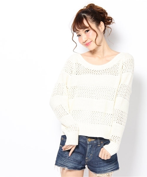 LB-03（エルビー・ゼロスリー）の「ボーダーショート丈トップス（Tシャツ/カットソー・レディース・ブラック系/ホワイト系・FREE）」の2枚目の写真