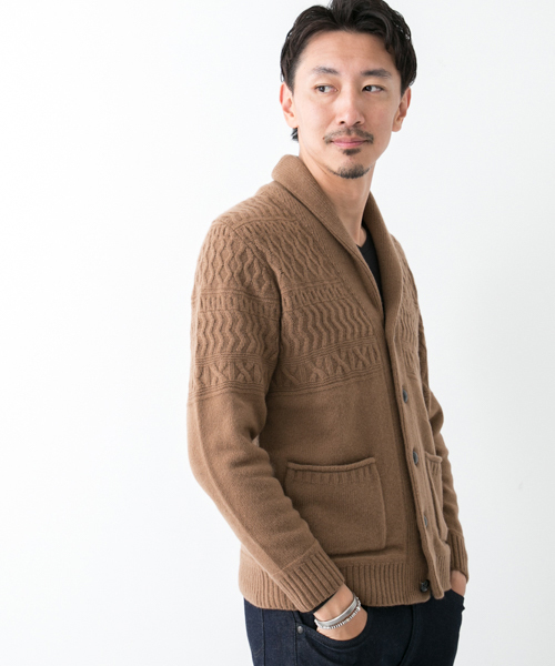 URBAN RESEARCH ROSSO(アーバンリサーチロッソ)の「ハミルトンラムズウールジャガードカーディガン(カーディガン/ボレロ・メンズ・グレー/ネイビー/キャメル/チャコールグレー・SMALL/MEDIUM/LARGE/X-LARGE)」の5枚目の写真