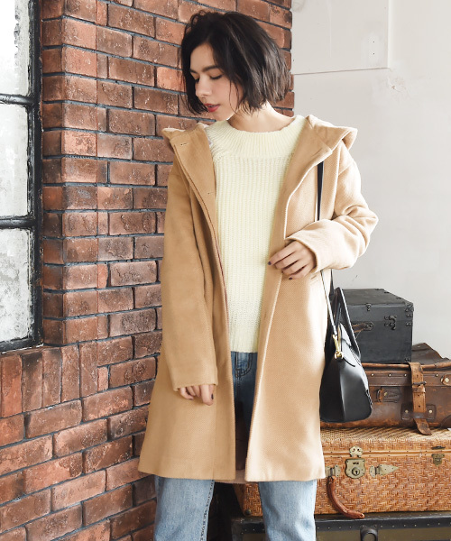 Luz Llena(ラズレナ)の「カルゼフード付きロングコート(その他アウター・レディース・ブラック/グレー/キャメル・MEDIUM/LARGE)」の9枚目の写真