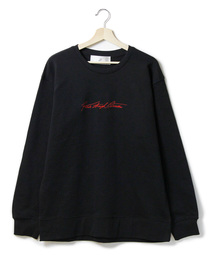 【knock through abstraction/ノックスルーアブストラクション】sign logo over size sweat/サインロゴオーバーサイズ刺繍スウェット