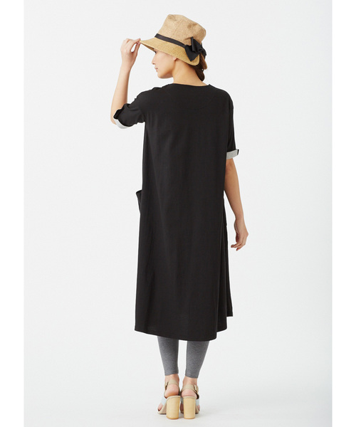 Live in comfort（リブインコンフォート）の「リブ　イン　コンフォート　異素材遣いの後ろリボンＵＶカット帽子（ハット・レディース・ブラック/ベージュ・ONE SIZE）」の8枚目の写真