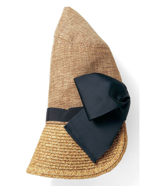 Live in comfort（リブインコンフォート）の「リブ　イン　コンフォート　異素材遣いの後ろリボンＵＶカット帽子（ハット・レディース・ブラック/ベージュ・ONE SIZE）」の11枚目の写真