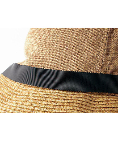 Live in comfort（リブインコンフォート）の「リブ　イン　コンフォート　異素材遣いの後ろリボンＵＶカット帽子（ハット・レディース・ブラック/ベージュ・ONE SIZE）」の12枚目の写真