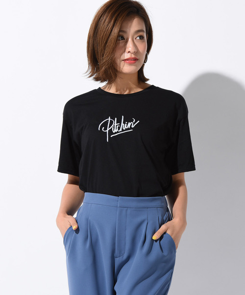Willful by lipstar（ウィルフル バイ リップスター）の「【Willful by lipstar】PITCHIN-ロゴTシャツ（Tシャツ/カットソー・レディース・ブラック/オフホワイト/ベージュ・M）」の3枚目の写真