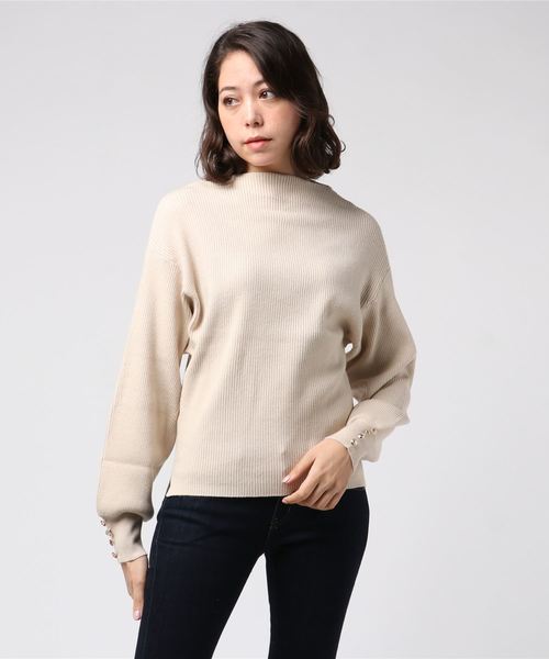 12Twelve Agenda（トゥエルブ　アジェンダ）の「ボトルネック袖口ボタンリブニットプルオーバー（ニット/セーター・レディース・ライトグレー/ブラック/ベージュ/ラベンダー・M）」の14枚目の写真