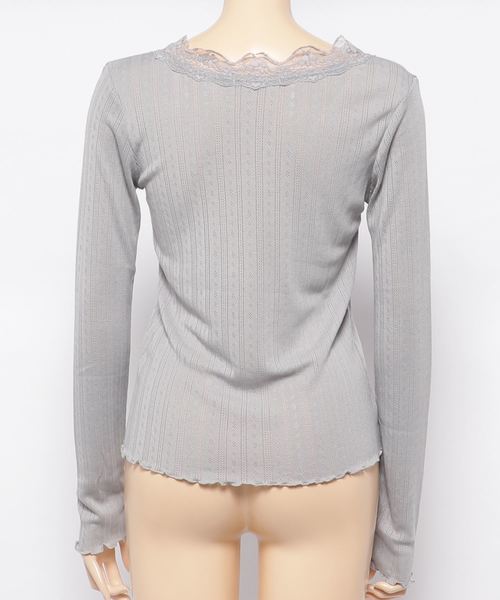 one after another NICE CLAUP（ワンアフターアナザーナイスクラップ）の「パターンメッシュレースインナー（ヒートジョイ）（Tシャツ/カットソー・レディース・オフホワイト/ブラック/グレー系その他/ベージュ・FREE）」の6枚目の写真