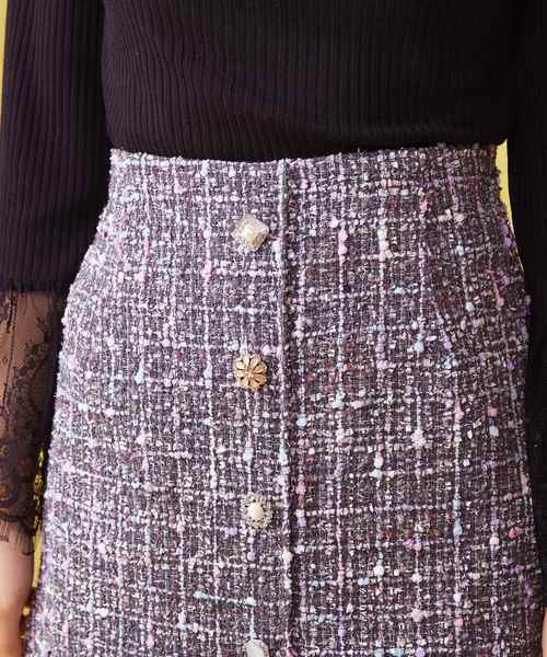 MIIA（ミーア）の「スプリングツイードビジュー台形スカート（スカート・レディース・オフホワイト/グレー/ブラック・S/M）」の8枚目の写真