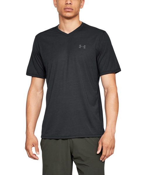 UNDER ARMOUR（アンダーアーマー）の「メンズトレーニングTシャツ / スレッドボーン ショートスリーブVネック（Tシャツ/カットソー・メンズ・ホワイト/ブラック/ネイビー・SM/MD/XL/3XL/LG）」の2枚目の写真