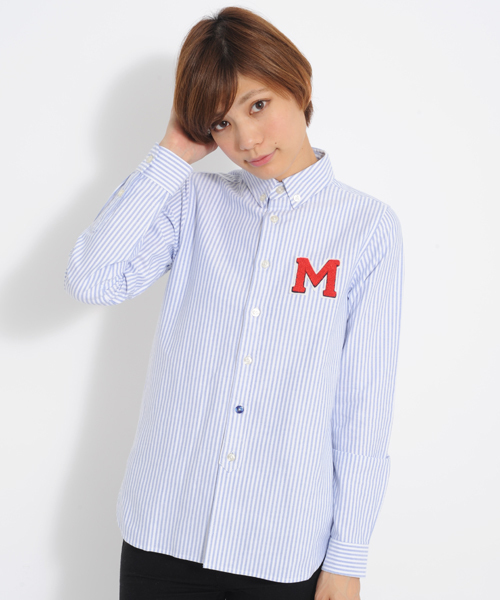 MILKFED.（ミルクフェド）の「PATCHED BD SHIRT（シャツ/ブラウス・レディース・ピンク/ライトパープル/ブルー・SMALL/MEDIUM）」の2枚目の写真