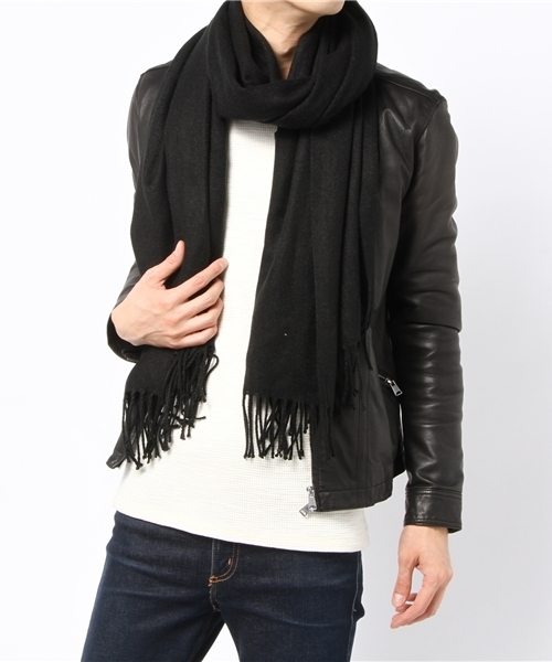 WEGO（ウィゴー）の「WEGO/無地ストール（ストール/ショール・レディース・ワイン/ブラック・FREE）」の4枚目の写真