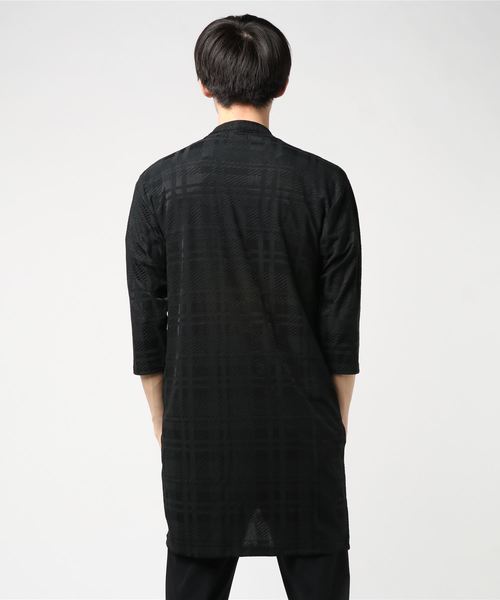 おしゃれスタ(オシャレスタ)の「シャドーチェックニットガウン(SS)(その他トップス・メンズ・ブラック/ネイビー・M/L)」の4枚目の写真