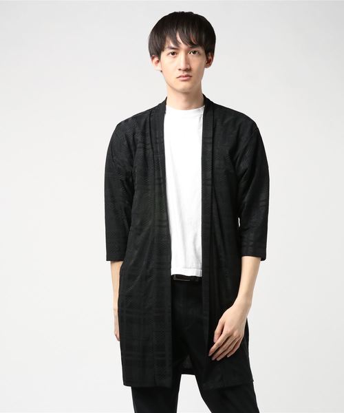 おしゃれスタ(オシャレスタ)の「シャドーチェックニットガウン(SS)(その他トップス・メンズ・ブラック/ネイビー・M/L)」の5枚目の写真