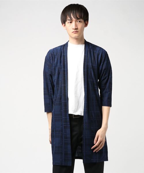 おしゃれスタ(オシャレスタ)の「シャドーチェックニットガウン(SS)(その他トップス・メンズ・ブラック/ネイビー・M/L)」の6枚目の写真