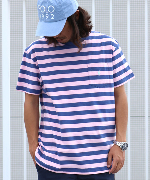 POLO RALPH LAUREN（ポロ ラルフ ローレン）の「POLO Ralph Lauren/ポロラルフローレン Classic Fit Striped Pocket Tee ボーダーTシャツ（Tシャツ/カットソー・メンズ・ホワイト/ブルー/ピンク・L/M/S）」の3枚目の写真