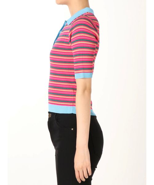 jouetie（ジュエティ）の「バイカラーニットポロ（ポロシャツ・レディース・ブラック/ピンク/パープル/その他1・MEDIUM）」の9枚目の写真