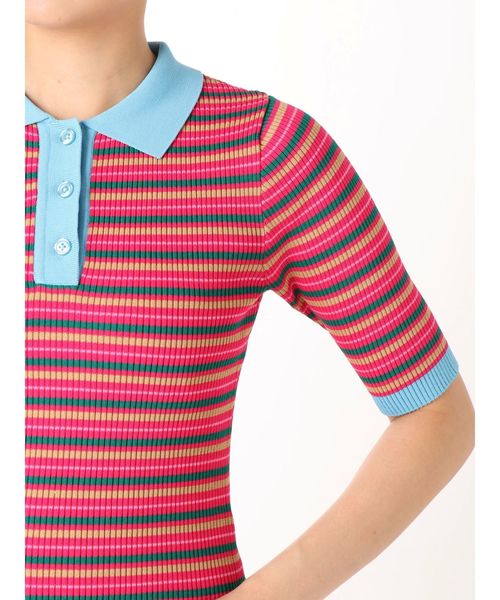 jouetie（ジュエティ）の「バイカラーニットポロ（ポロシャツ・レディース・ブラック/ピンク/パープル/その他1・MEDIUM）」の13枚目の写真