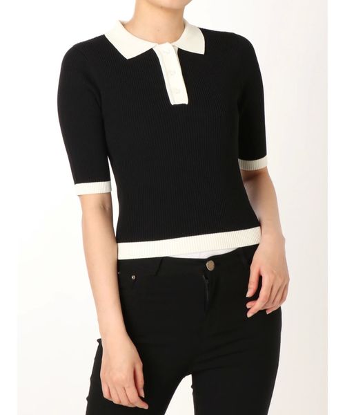 jouetie（ジュエティ）の「バイカラーニットポロ（ポロシャツ・レディース・ブラック/ピンク/パープル/その他1・MEDIUM）」の15枚目の写真
