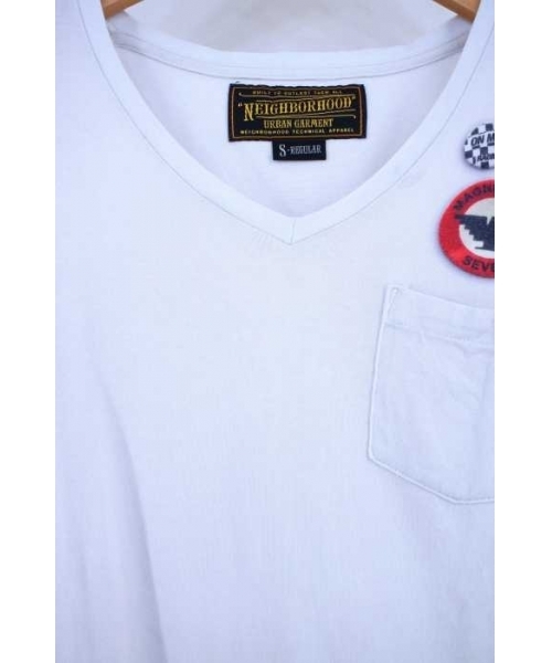 ブランド古着】缶バッチプリント Vネックカットソー（Tシャツ