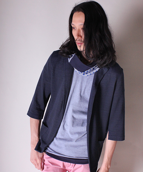 Lui's(ルイス)の「Lui's クールMAXリネン7分ジャケット(カーディガン/ボレロ・メンズ・ブルー/ブラック/ホワイト/グレー・MEDIUM/SMALL/LARGE)」の2枚目の写真