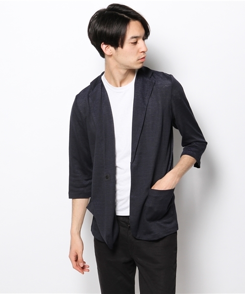 Lui's(ルイス)の「Lui's クールMAXリネン7分ジャケット(カーディガン/ボレロ・メンズ・ブルー/ブラック/ホワイト/グレー・MEDIUM/SMALL/LARGE)」の8枚目の写真