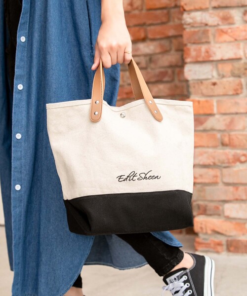 Edit Sheen(エディットシーン)の「エンブロイダリーロゴキャンバストート(トートバッグ・レディース・ブラック/その他/オフホワイト・FREE)」の12枚目の写真