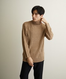 VIBGYOR Select/ケーブルタートルネックニット(BL)