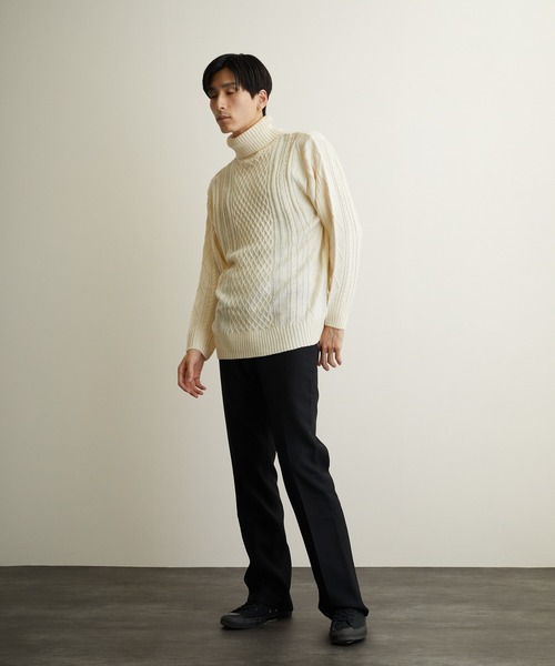 VIBGYOR(ヴィブジョー)の「VIBGYOR Select/ケーブルタートルネックニット(BL)(ニット/セーター・メンズ・アイボリー/ホワイト系その他/ブラック/ブラック系その他/杢グレー/ベージュ系その他/パープル系その他/ワイン・MEDIUM/LARGE/X-LARGE)」の19枚目の写真