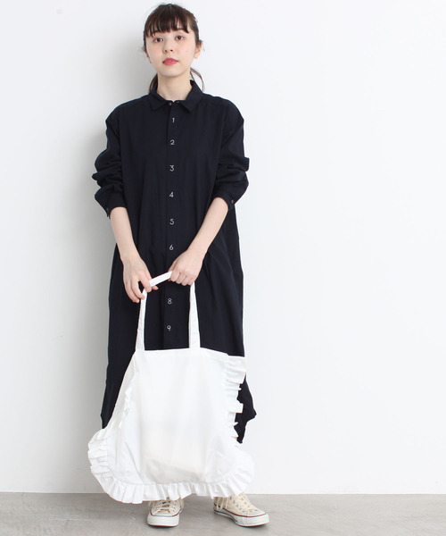 I am I in fact...（アイアムアイインファクト）の「_ナイロンフリルBAG     Ｌサイズ（トートバッグ・レディース・グレー/ブラック/アイボリー/ベージュ系その他・FREE）」の18枚目の写真