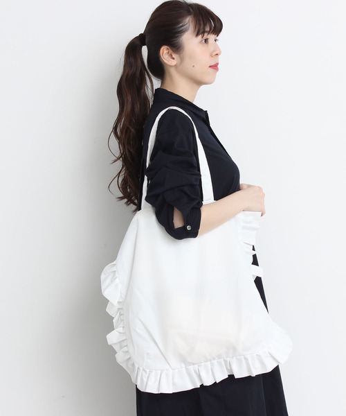 I am I in fact...（アイアムアイインファクト）の「_ナイロンフリルBAG     Ｌサイズ（トートバッグ・レディース・グレー/ブラック/アイボリー/ベージュ系その他・FREE）」の19枚目の写真