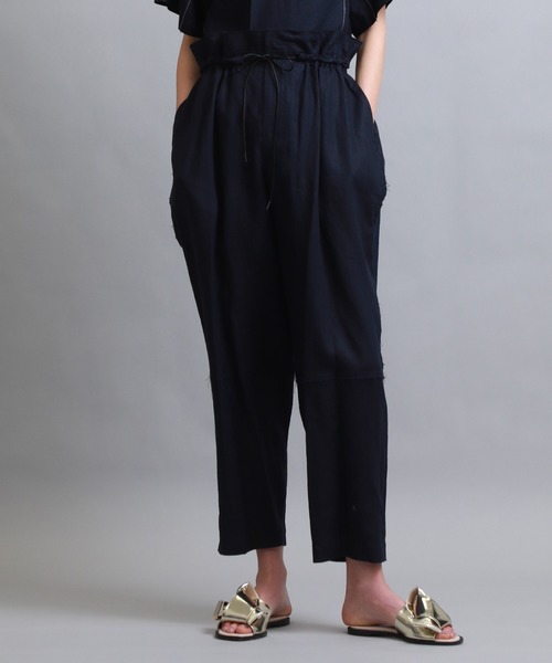 PONTI(ポンティ)の「【PONTI(ポンティ)】リネンポプリンワイドパンツ(その他パンツ・レディース・ベージュ/ネイビー・1)」の2枚目の写真
