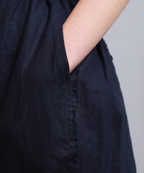 PONTI(ポンティ)の「【PONTI(ポンティ)】リネンポプリンワイドパンツ(その他パンツ・レディース・ベージュ/ネイビー・1)」の4枚目の写真