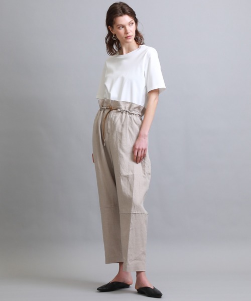 PONTI(ポンティ)の「【PONTI(ポンティ)】リネンポプリンワイドパンツ(その他パンツ・レディース・ベージュ/ネイビー・1)」の15枚目の写真