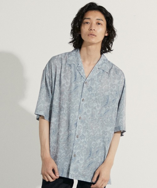 WYM LIDNM(ウィム バイ リドム)の「PYTHON DRAPE OPEN COLLAR SHIRT(シャツ/ブラウス・メンズ・グレー系その他/ブラウン系その他/グレー系その他2/ブラウン系その他2・M/L/S)」の2枚目の写真