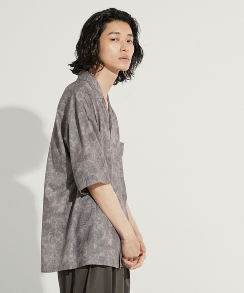 WYM LIDNM(ウィム バイ リドム)の「PYTHON DRAPE OPEN COLLAR SHIRT(シャツ/ブラウス・メンズ・グレー系その他/ブラウン系その他/グレー系その他2/ブラウン系その他2・M/L/S)」の4枚目の写真