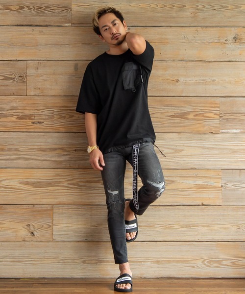 #Re:room（リルーム）の「ナイロンポケットビッグTシャツ（Tシャツ/カットソー・メンズ・ブラック/ネイビー/ホワイト・SMALL/MEDIUM）」の10枚目の写真