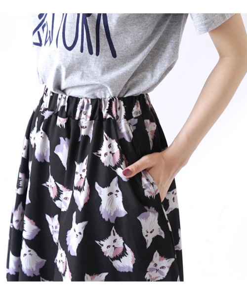 zootie(ズーティー)の「【丈が選べる】ねこ・ネコ・猫・CATスカート(スカート・レディース・ブラック系その他/ブラック系その他2/ベージュ系その他・フリー/フリー(M))」の7枚目の写真