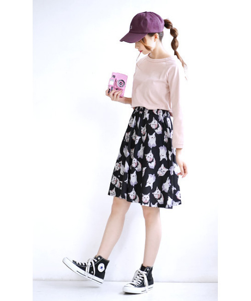 zootie(ズーティー)の「【丈が選べる】ねこ・ネコ・猫・CATスカート(スカート・レディース・ブラック系その他/ブラック系その他2/ベージュ系その他・フリー/フリー(M))」の10枚目の写真