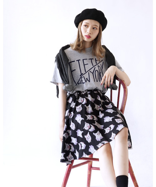 zootie(ズーティー)の「【丈が選べる】ねこ・ネコ・猫・CATスカート(スカート・レディース・ブラック系その他/ブラック系その他2/ベージュ系その他・フリー/フリー(M))」の15枚目の写真