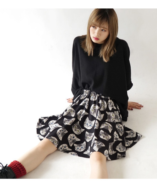 zootie(ズーティー)の「【丈が選べる】ねこ・ネコ・猫・CATスカート(スカート・レディース・ブラック系その他/ブラック系その他2/ベージュ系その他・フリー/フリー(M))」の16枚目の写真