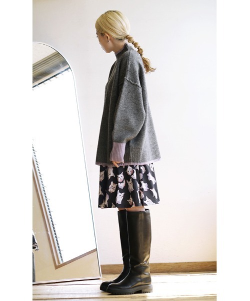 セール】【丈が選べる】ねこ・ネコ・猫・CATスカート（スカート