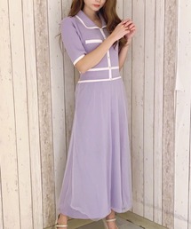 MIIA | バイカラーニットチュールドッキングワンピース(ワンピース)