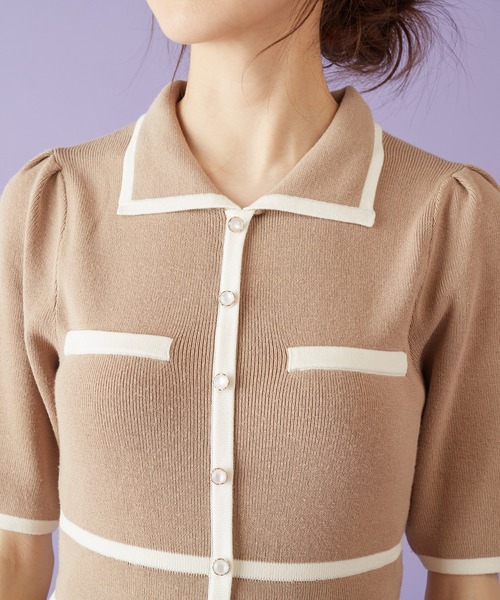 MIIA（ミーア）の「バイカラーニットチュールドッキングワンピース（ワンピース・レディース・ブラック/ベージュ/パープル/ピンク・FREE）」の22枚目の写真