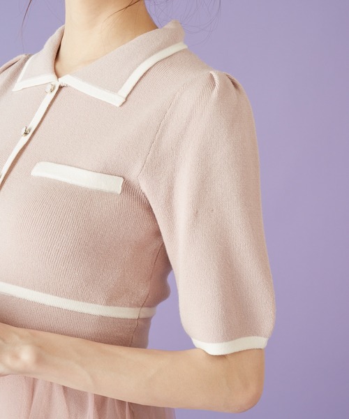 MIIA（ミーア）の「バイカラーニットチュールドッキングワンピース（ワンピース・レディース・ブラック/ベージュ/パープル/ピンク・FREE）」の19枚目の写真